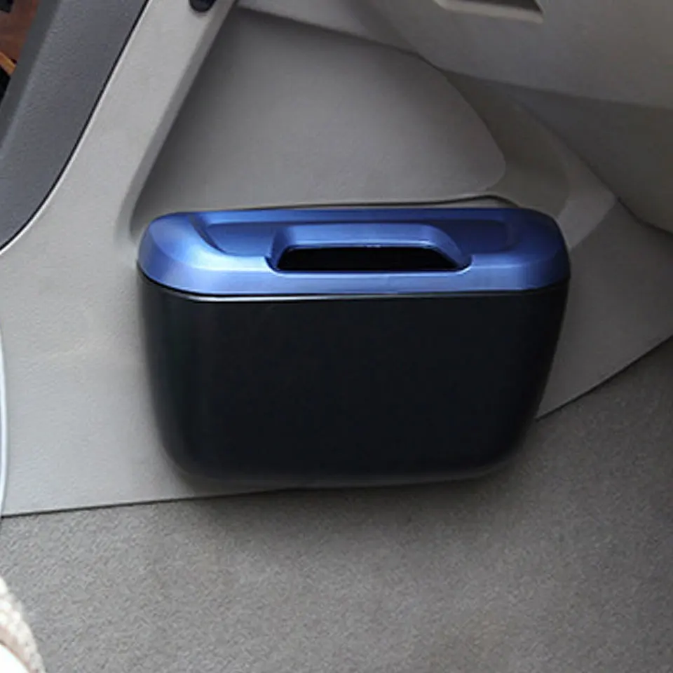 Mini Car Trash Can Storage Box Auto Door Seat Back Visor Trash Bin Paper Dustbin 3 Colors Car Storage Bag Interior Accessories