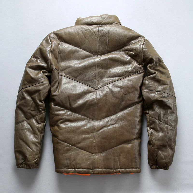Cheap A1793 european size good quality super warm genuine goat leather jacket mens big size goat leather down jacket