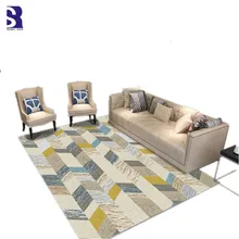 SunnyRain 1-piece Печатный коврик с геометрическим орнаментом для спальни, ковер для гостиной, сопротивление скольжению, кухонные коврики