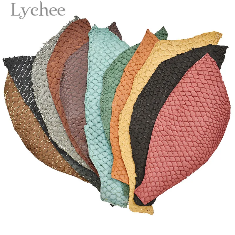 Lychee Genuine Fish Skin Leather Piece Multicolor Leahter Fabric DIY Sewing Material For Shoes Handbags