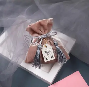 

10Pcs Beautiful Flannelette Burgundy Pink Wedding Favors Candy Bags Thank you Sachet Bomboniera Party Favors Supplies Gift Bags