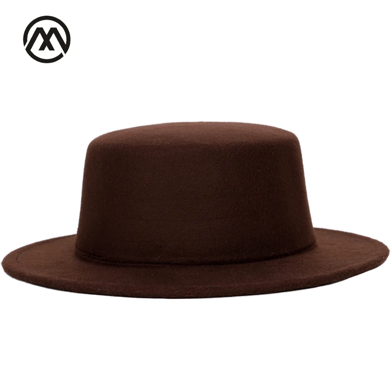 

Autumn and winter classic men's fedora warm solid color hats men's and women's universal adjustable flat bowler caps jazz jewish