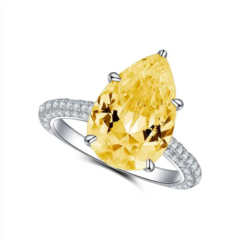 COLORFISH 5ct набор обручальных колец с грушей, роскошные ювелирные изделия для женщин, свадебное кольцо из стерлингового серебра 925 пробы, соответствующие 2 мм, браслет вечности