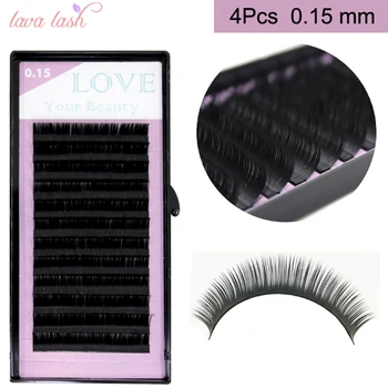 

Free Shipping 4 trays/lot 0.15mm thickness Silk Faux Mink Black Material Eyelash Extensions Mixed Tray Flase Individual Eyelash