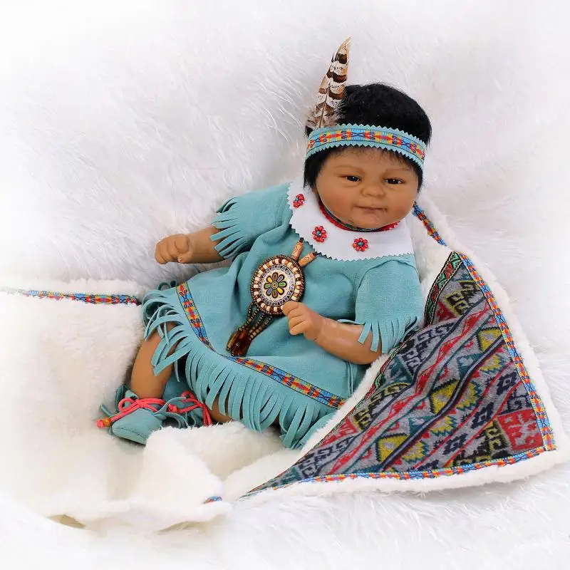 NPK 17 дюймов американских индейцев винилсиликоновых Reborn Baby Doll подарок на день