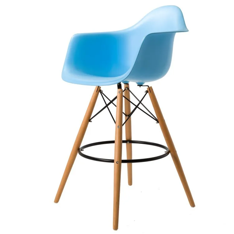 Современный дизайн барный стул пластиковых стула счетчик стул деревянный пластиковый сбоку стул Лофт кафе высокий стул хорошая кухня комнаты табурет - Цвет: Light Blue