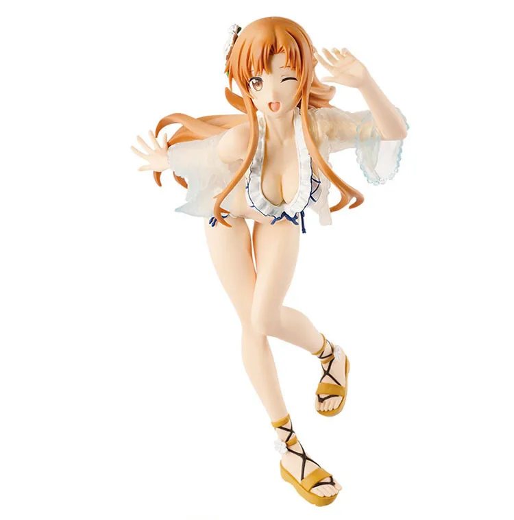 

21CM Japanese anime figure Sword Art Online Yuuki Asuna swimsuit ver action figure collectible model toys for boys