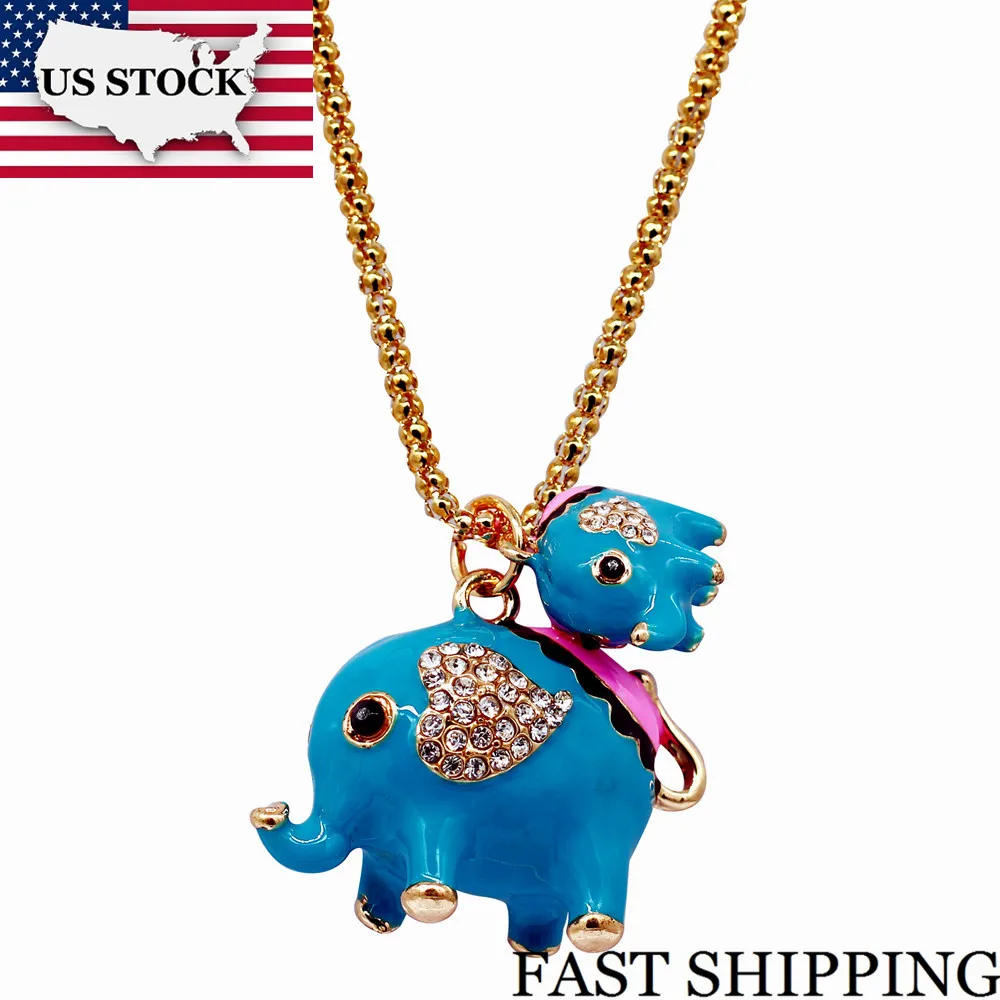 US STOCK Uloveido Good Luck Kid Mom Elephant Necklace Pendant Women