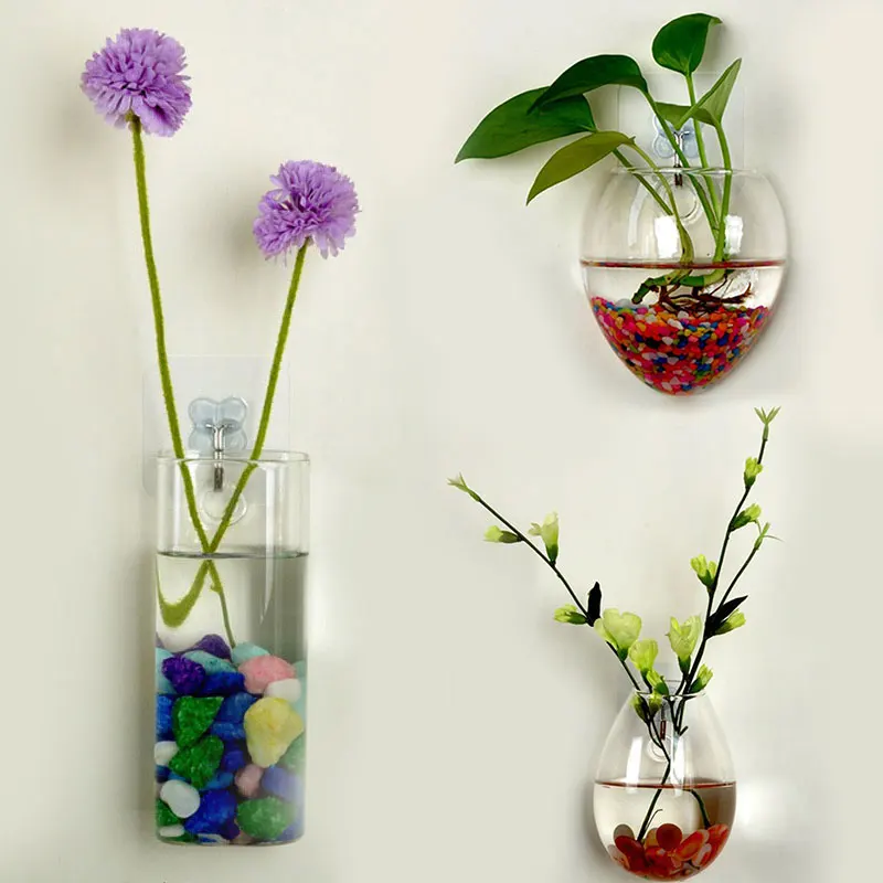 

Wall Glass Hydroponic Plants Flower Clear Container Indoor Hanging Vase