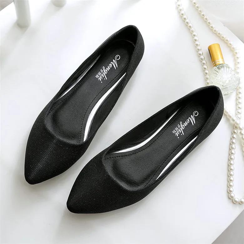 SNURULAN/женские низкие Туфли без каблуков, расшитые блестками женская обувь без шнуровки, большие размеры Офисная Женская обувь на плоской подошве для отдыха, E271 - Цвет: Черный