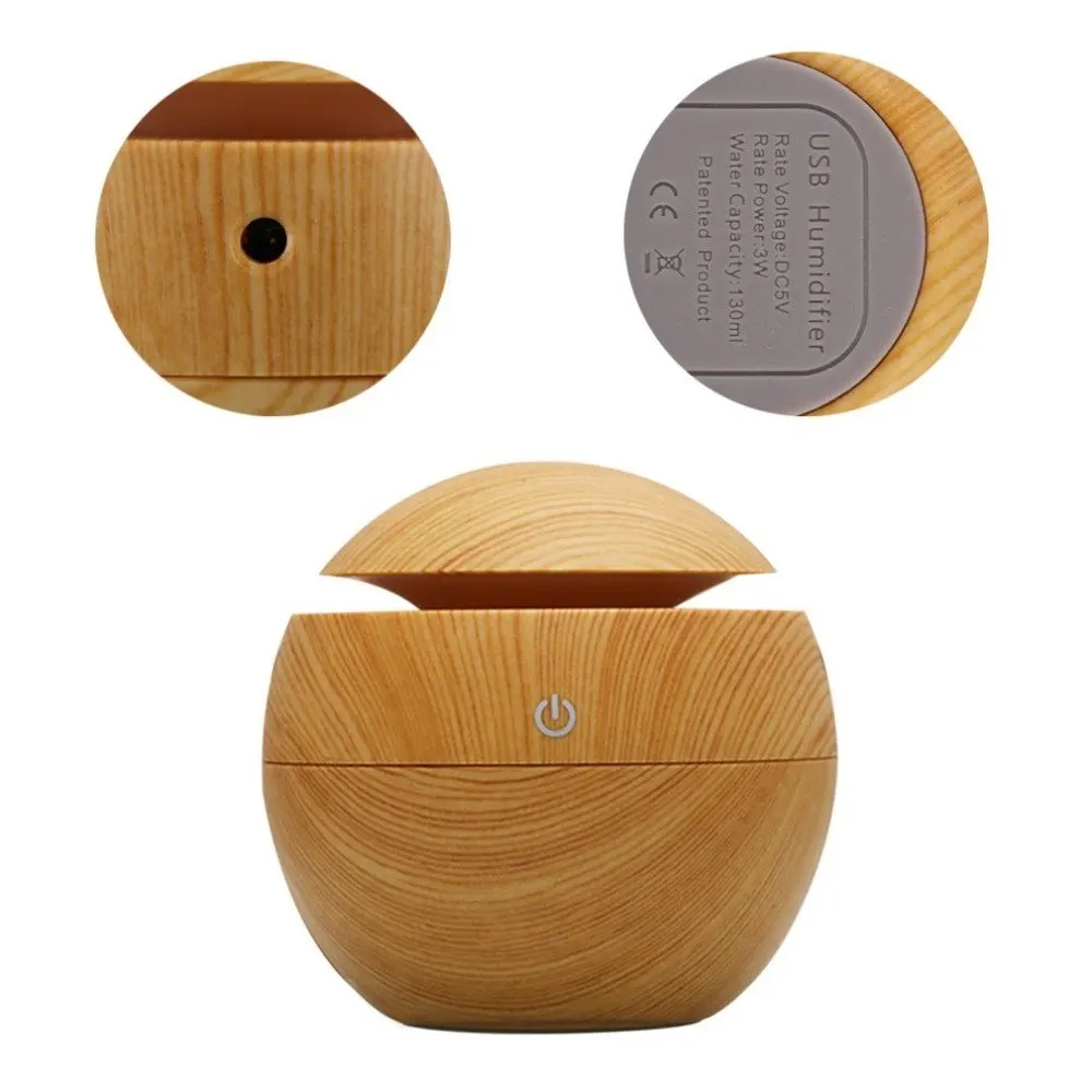 

Portable Size Wooden Aroma Essential Oil Diffuser Mist Humidifier Home Office Ultrasonic USB Rechargeable DC 5V 8W 130ML