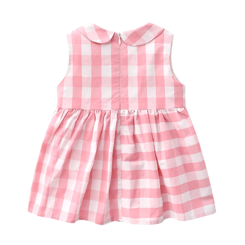 Летняя Милая одежда для маленьких девочек новое розовое хлопковое платье принцессы без рукавов с вышивкой клубники+ маленькие трусики