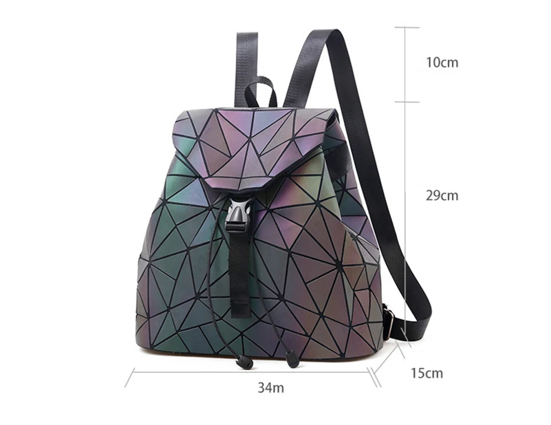 Nevenka Luminous Backpack Women Leather Geometric Backpacks Diamond Lattice Backpack Travel Girls Casual Daypacks Fashion 201802