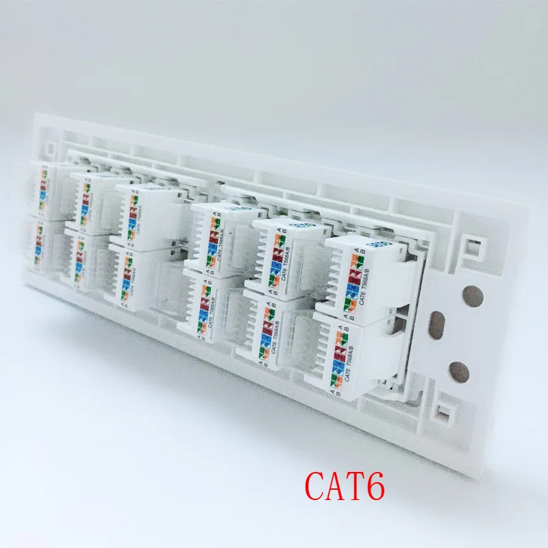 12 портов CAT5E CAT 6 RJ45 Ethernet LAN настенная панель 118 Тип интернет лицевая крышка - Цвет: CAT6