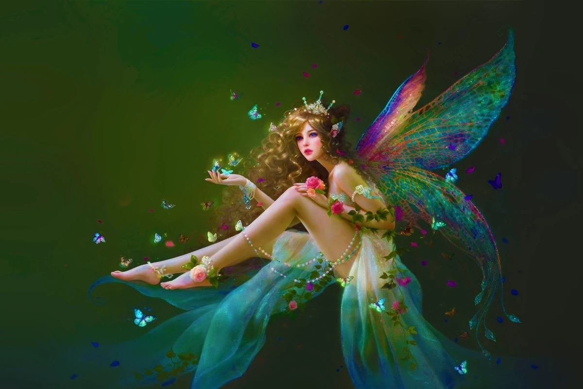 girl butterfly fairy fantasy art PJZK228 canvas fabric poster print for