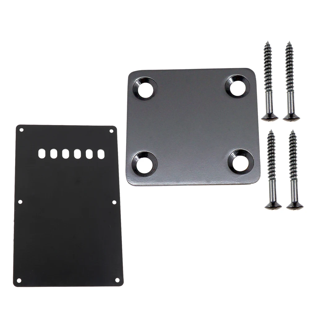 6 Hole Guitar Tremolo Cavity Back Cover Backplate + Neck Plate + 50pcs Pickup Mounting Screws Set