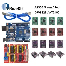 CNC щит V3 гравировальный станок 3d принтер+ 4 шт. A4988/DRV8825/AT2100 Плата расширения драйвера для Arduino+ UNO R3 с USB кабелем