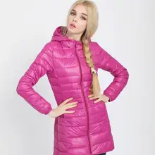 Женская теплая зимняя куртка, Женское пальто, тонкая брендовая парка на утином пуху 90%, ультра-легкая пуховая куртка, Длинная Элегантная верхняя одежда, WLF040