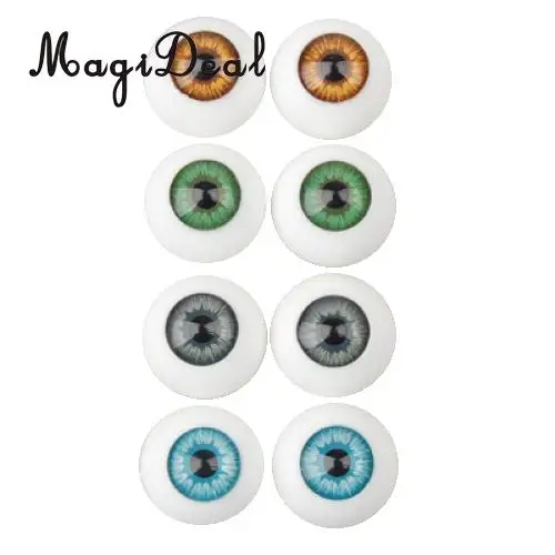 MagiDeal 8Pcs/Set Half Round Hollow Acrylic Doll Dollfie Eyes Eyeballs for Dolls Plush Animal DIY Craft Toy 16mm