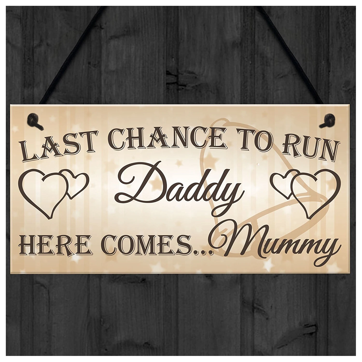 

Last Chance To Run Daddy Here Comes Mummy Cute Hanging Wedding Day Page Boy Flower Girl Plaque