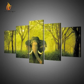 

Artryst HD Print Forest Elephant Image Modern Painting and Poster for Living Room Frame Canvas Painting Art Wall 5pce/set AR008