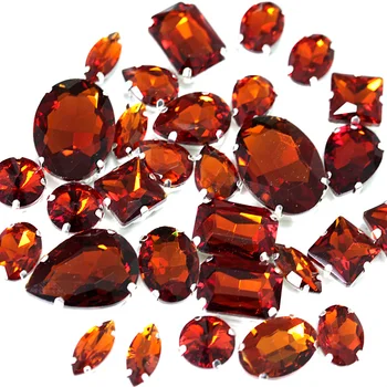 

Coffee Mixed Shapes Sizes Sew On Rhinestone With Gold Claw Flatback Glass Strass Crystal Sewing Rhinestone For Women Dress Y3517