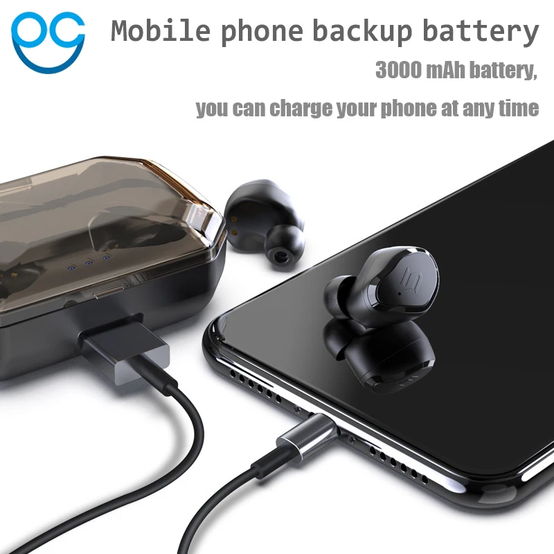 

OGV Bluetooth TWS Earphone Touch Control True Wireless Stereo IPX7 Earbud Waterproof 3000mAh Bluetooth Headset for Phone
