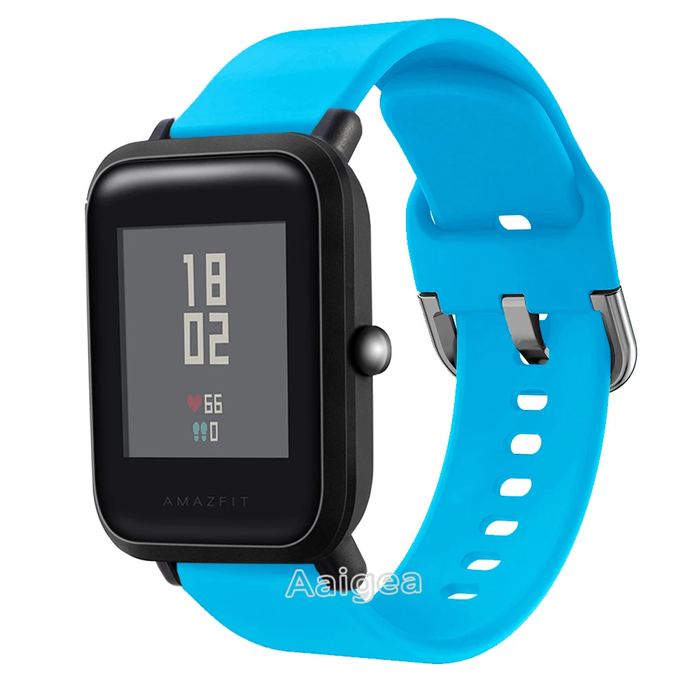 Мягкий силиконовый ремешок для часов для Xiaomi Huami Amazfit Bip BIT PACE Lite, Молодежный сменный спортивный браслет 20 мм, ремешок на запястье - Цвет ремешка: Синий