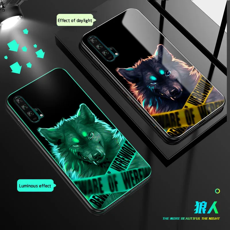 Luminous Glass Case For Huawei Honor 20 Pro 10i 20i Back Cover V30 V20 V10 V9 V8 10 9 8 Lite 7X 8X PLAY 3 Phone |
