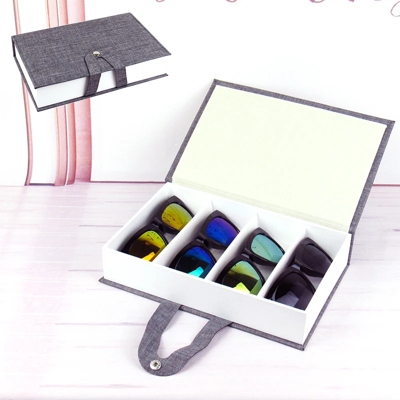 Sunglasses Storage Box Portable 4 Grids Glasses Storage Container Travel Goods