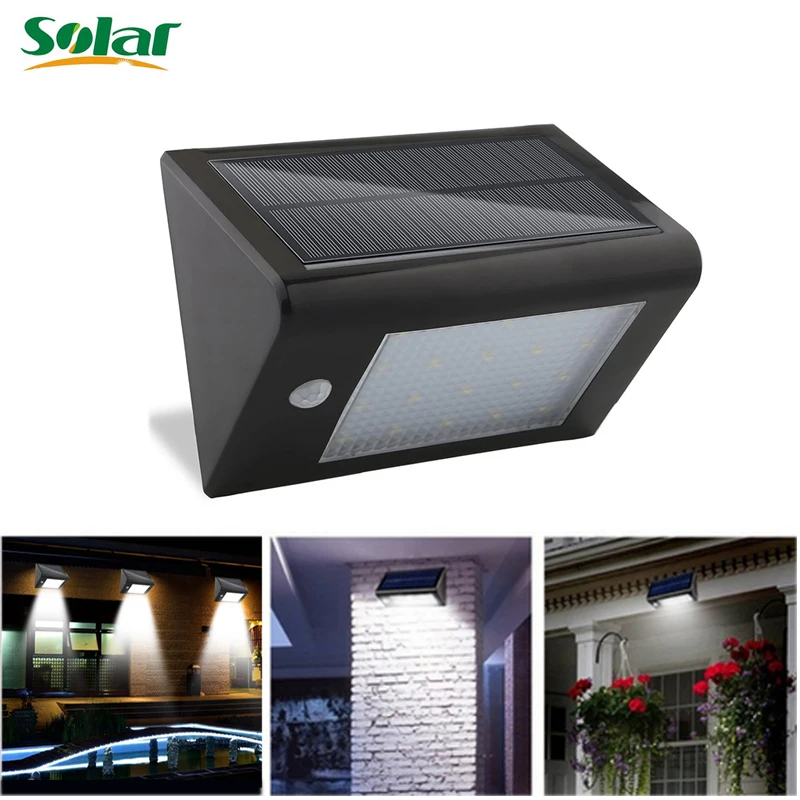 

New 20 LEDS Solar Lamp Export PIR Motion Sensor Lamps Street Wall Garden Stairs Triangle Outdoor Solar Light Powered Lights