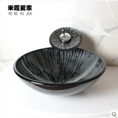 

European black glass washbasins art basin to the stage The circular stage basin