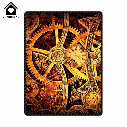 

CHARMHOME Blanket Custom Gear Steampunk Pattern Design 150x200cm Flannel Fleece Blanket Sofa Bed Kid Adult Warm Throw Blanket