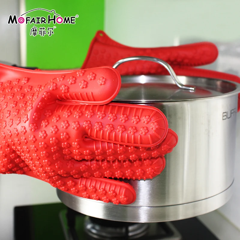 Stove oven mitts silicone household anti scald thick kitchen gloves
