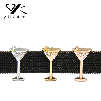 

YUKAM Jewelry Rhinestone Wine Glass Martini Glass Charms Keeper for Stainless Steel Mesh Keeper Bracelets DIY Accessories Making