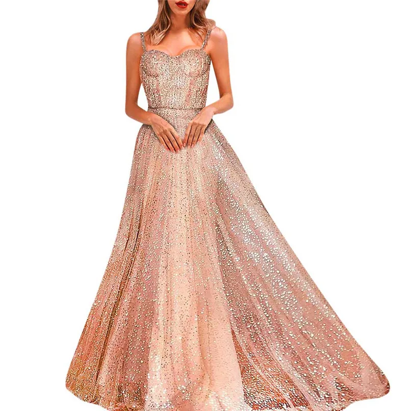 2019 Women Sling Cross Wedding Elegant Party Dress Evening Sleeveless Slim Sweet Dress For Ladies 40FE28 (3)