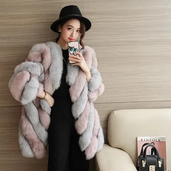 

2018 women colored coats fox fur COAT OF FUR FOR WOMEN WINTER manteau faux fourrure femme artificial fur coat faux jacket 4XL
