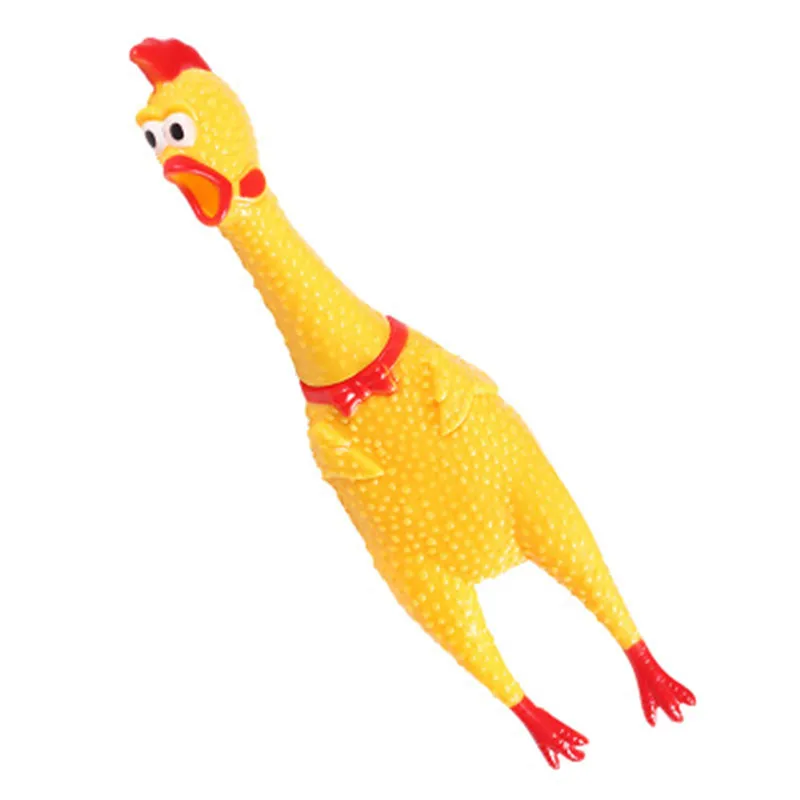 Pet Dog Cat Screaming Rubber Toy Chicken Shape Squeak Sound Interactive