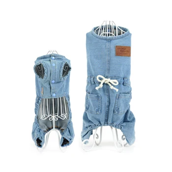 

High-quality Fashion Dog Cowboy Coveralls Letters Printed Sweater And Pants Washed Denim Overalls Clothing