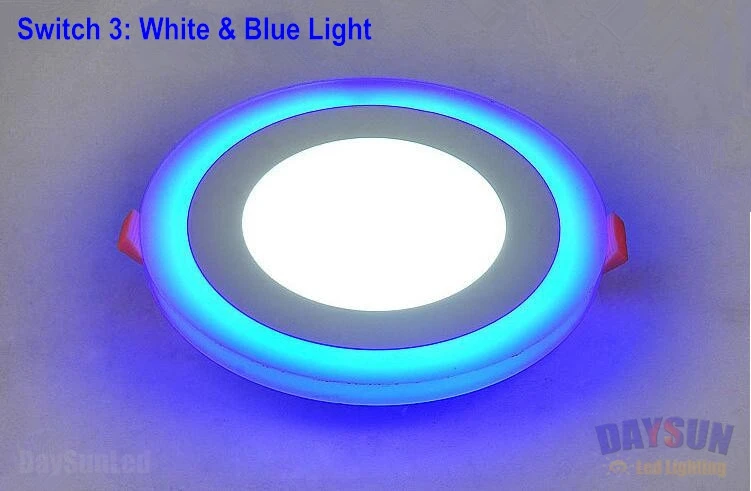 Free Shipping Ultrathin Led Panel Downlight 6W 9W 16W 24W Dual Color LED Lamp AC85-265V Recessed Ceiling Lights White + Blue flat panel led ceiling lights