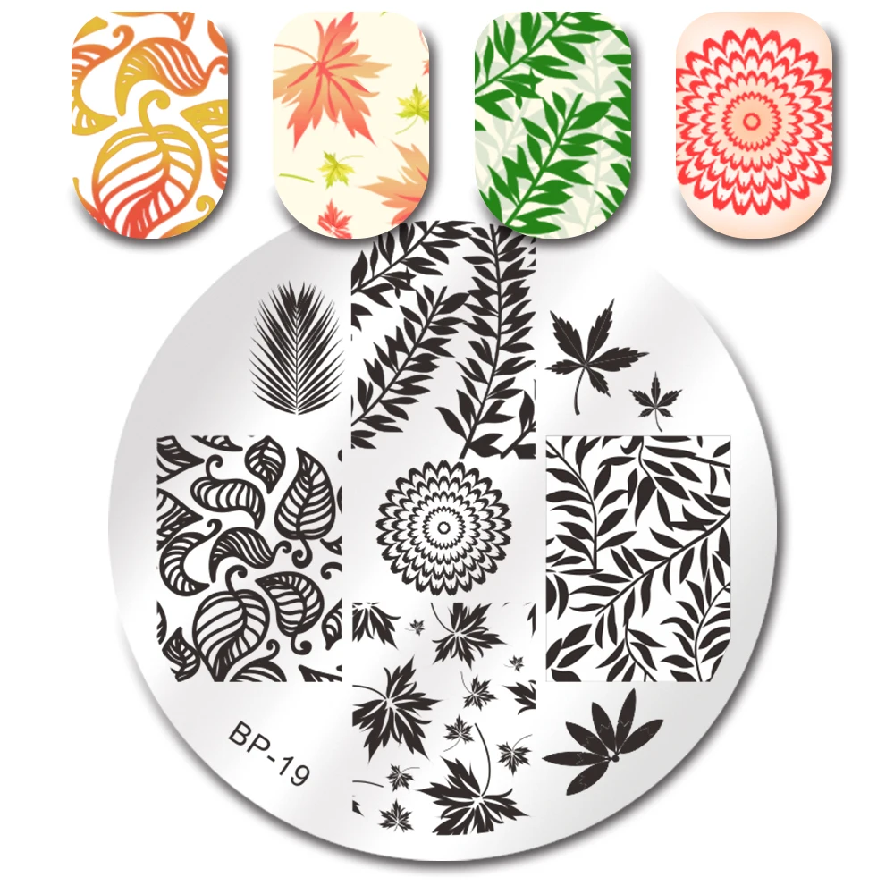 

BORN PRETTY Leaves Theme Nail Art Stamp Template Image Plate BP-19