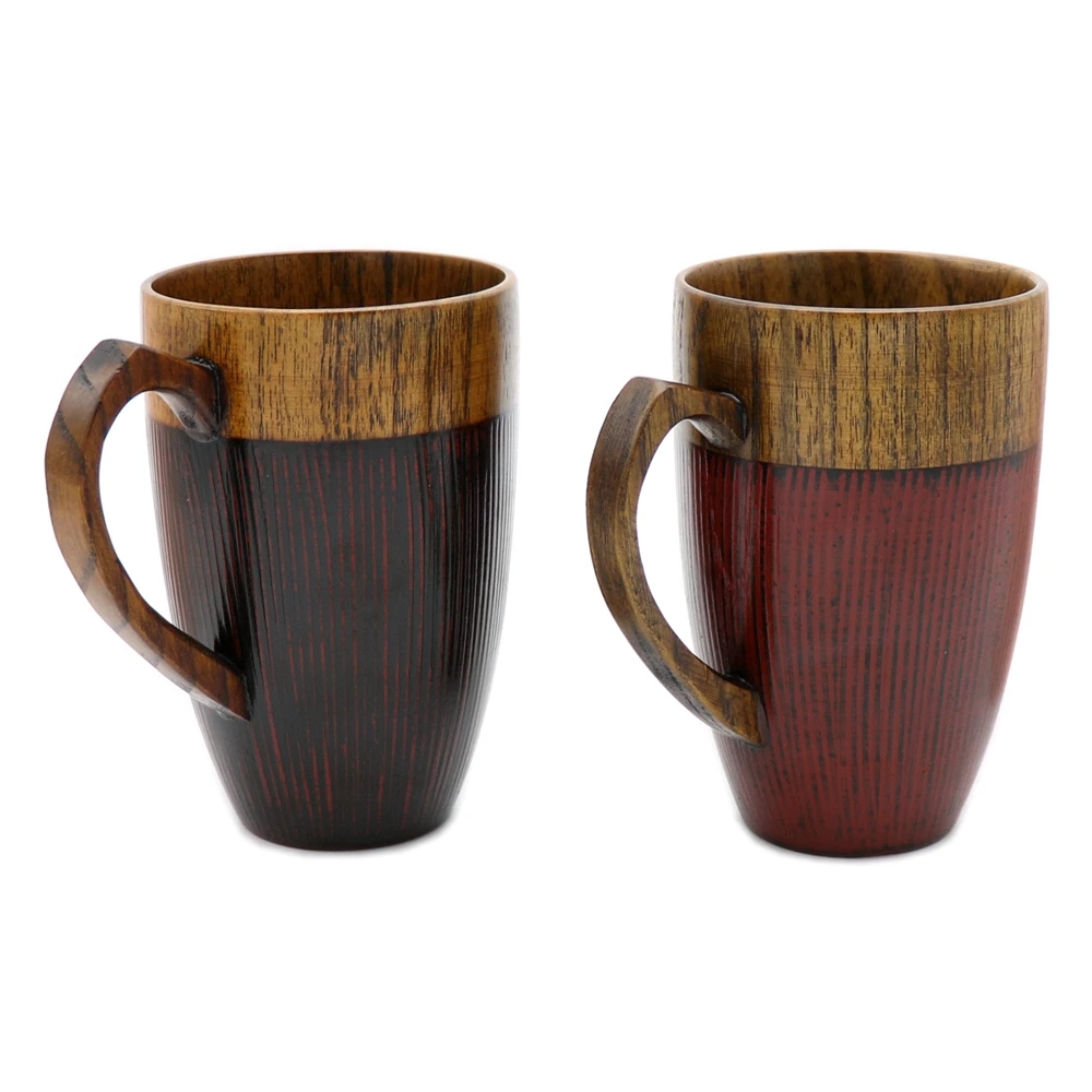 Новая деревянная чайная чашка с ручкой в форме сердца в японском стиле, чашка из натурального дерева ручной работы, красные и черные парные чашки, свадебные подарки для влюбленных