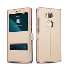 Huawei Honor 5X кожаный чехол откидная крышка Роскошные протектор Капа Coque Honor5x двойное окно couro Fundas случаев мобильного телефона мешок