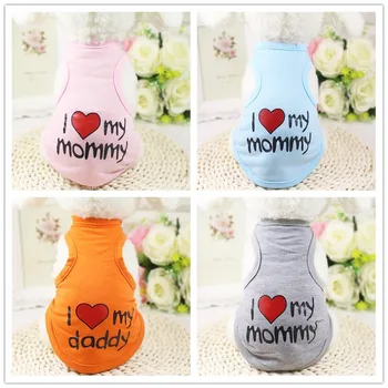 Hot Puppy Pet Vest Small Dog Cat Clothes Love My Mommy Daddy Sleeveless Coat T-shirt Top Shirt S M L XL XXL Costume Wholesales