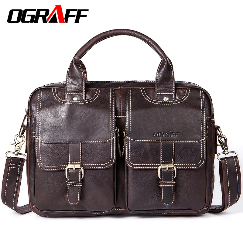 

OGRAFF Men Bag Handbags Genuine Leather Bags Men Briefcase Designer Men Crossbody Messenger Shouder Bag Leather Laptop Bag Sale