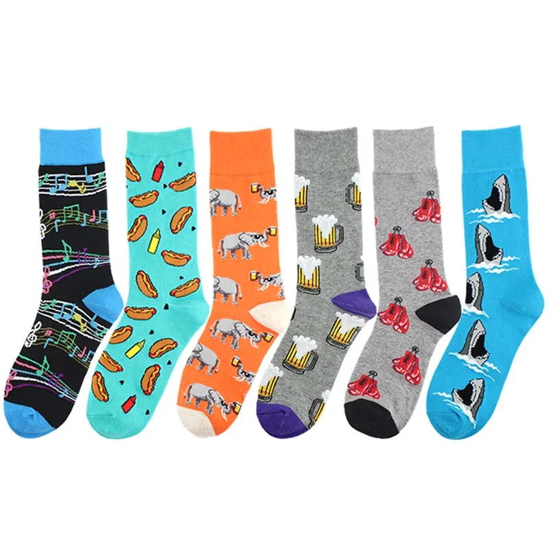 COSPLACOOL/мужские носки с надписью Happy Cool, свадебные носки со слоном и пивом, креативные носки, цветные музыкальные носки со смешным рисунком, унисекс, Homme