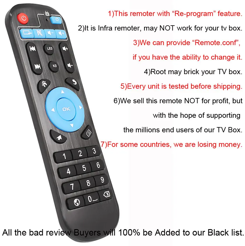 1pcs IR Infra Remote Controller Replacement For T95Z T95Q T95U T95R T95W T95V QBOX MXQ Amlogic
