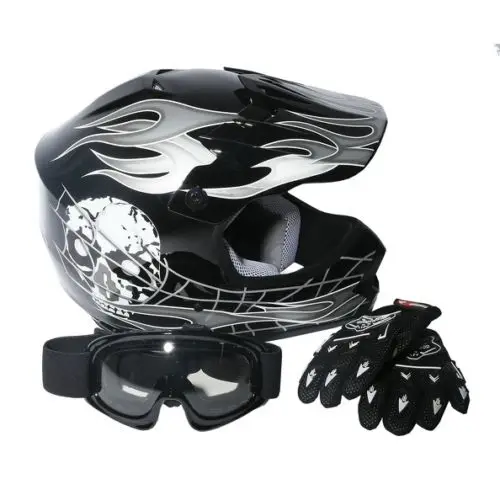 Image Motorcycle helmet DOT Youth Kids motocross Dirt Bike Helmet Goggles+Gloves S M L