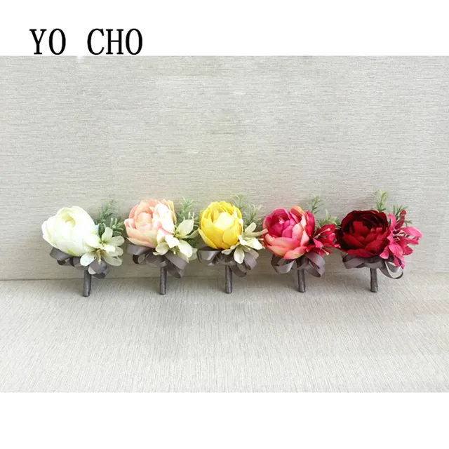 Yo Cho Silk Wedding Guest Corsage Flower Bridesmaid Bestman Yo Cho Silk Wedding Guest Corsage Flower Bridesmaid Bestman Boutonniere Party Prom Diy Delicate Colourful Rose