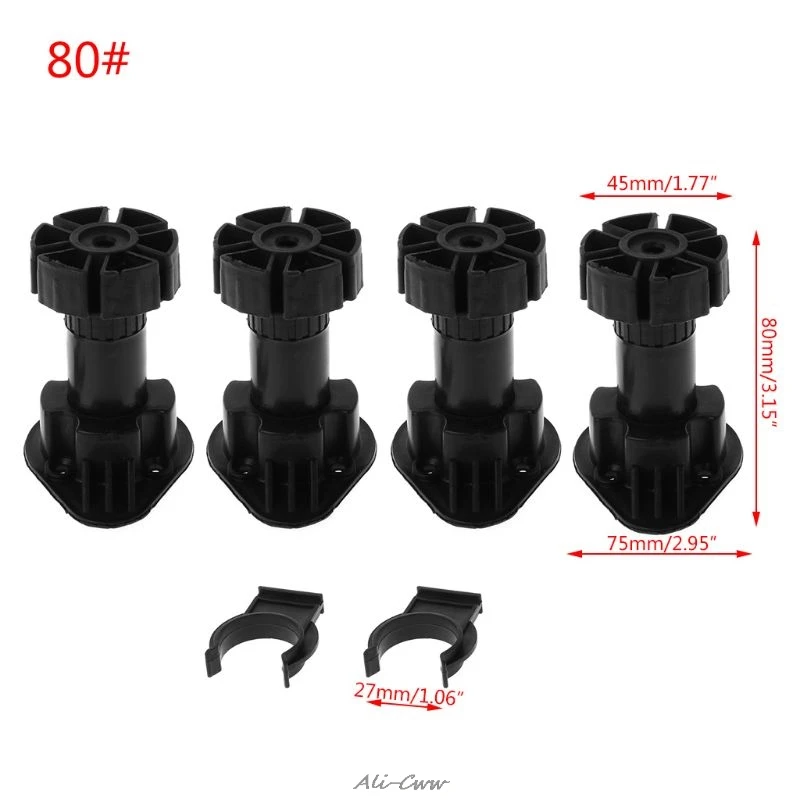 4pcs Hot Adjustable Height Cupboard Foot Cabinet Leg For Kitchen Bathroom